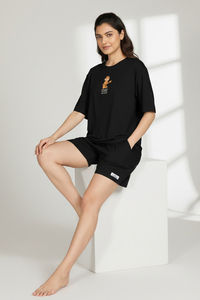 Zivame 2 Mile Fashion Knit Cotton Loungewear Set - Black Beauty — thumbnail 2